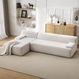 Garvee Modulares Ecksofa aus Cord, ca. 274 cm, L-Form mit Chaiselongue, tiefe Sitzfläche, für Wohnzimmer, Weiß - Weiß