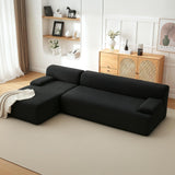 Garvee Modulares Ecksofa aus Cord, ca. 274 cm, L-Form mit Chaiselongue, tiefe Sitzfläche, für Wohnzimmer, Schwarz - Schwarz