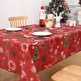 Garvee Weihnachtstischdecke Wasserdicht Kirschenmuster Rechteckig 132 × 229 cm Polyester Festliche Dekoration Esszimmer Rot - Rot