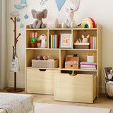 Garvee Kinderregal mit 5 offenen Fächern und 2 Rollschubladen, Spielzeugregal mit Kippschutz, Bücherregal für Kinderzimmer