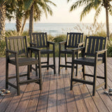 Garvee Outdoor Patio Barhocker Set 4 Stück HDPE Holzoptik Wetterfest Ergonomisch Für Garten Balkon Terrasse W22.8 x D23.8 x H47.6 Zoll