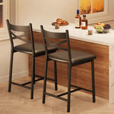 Garvee Barhocker Set 2 Metallrahmen PU-Sitz X-Design Rückenlehne Fußstütze 66 cm Schwarz Kücheninsel Esszimmer, gepolstert, pflegeleicht - Schwarz