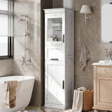 Garvee Badezimmerschrank mit 1 Schubladen, 177,8 cm, für Bad und Gäste-WC, Weiß - Weiß