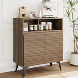 Garvee Aufbewahrungsschrank Dunkelbraun, moderner Sideboard-Schrank mit Stauraum für Wohnzimmer und Esszimmer, vielseitiger Wohnzimmerschrank - Dunkelbraun