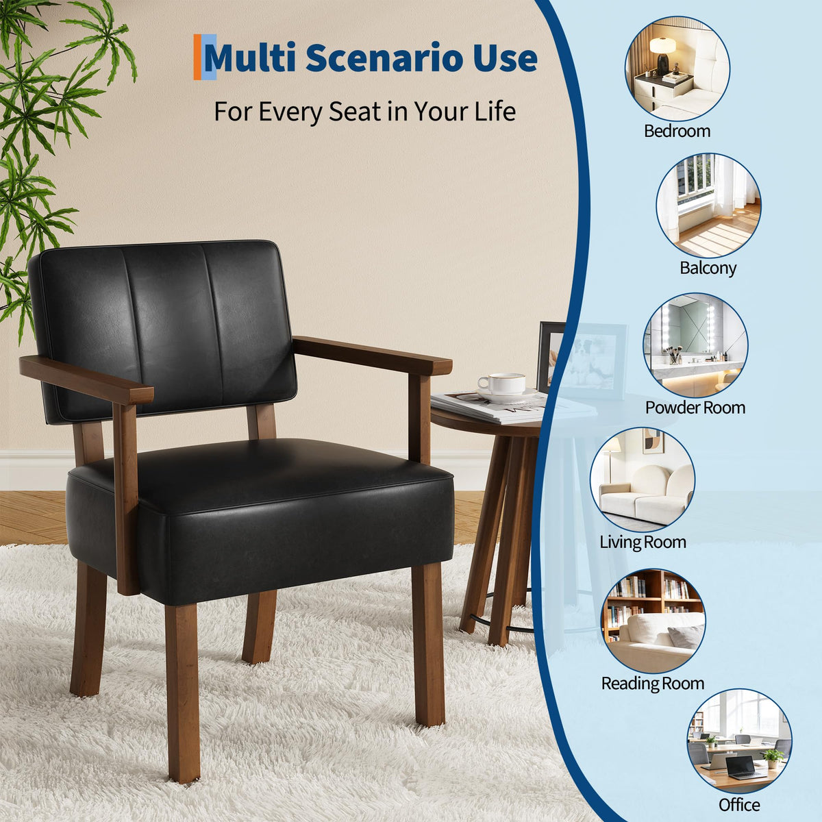 Garvee Mid-Century Lounge Sessel Schwarz