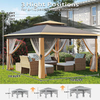 Garvee Pop Up Pavillon 335×335 cm, Mit Moskitonetz, Wasserdicht, UV-Schutz, Höhenverstellbar, Khaki