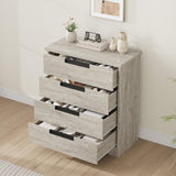 Garvee Aufbewahrungsbank 77×39×91, ausziehbar, 4 Schubladen, Kippschutz, Grau - Grau
