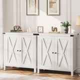 Garvee Sideboard mit 2 Türen, 2er-Set, verstellbare Regale, für Wohnzimmer und Esszimmer, Weiß - Weiß