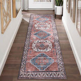 GARVEE Vintage Teppich 60 x 230 cm, Orientalischer Boho Teppich Waschbar & Rutschfest, Weicher Wohnzimmerteppich für Schlafzimmer & Flur, Rosa - Rosa