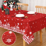 Garvee Weihnachtstischdecke 137 × 137 cm, quadratisch, wasserabweisend aus Polyester, Tannen- und Pinienmotiv für Weihnachtsdeko, Rot - Rot