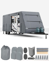 Garvee Wohnwagen Abdeckung 732cm 7-Lagige Schutzhülle für Wohnmobil Anhänger 7.32x2.67x2.74m UV-Wasserschutz Grau - Grau