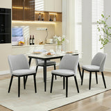 Garvee Esszimmerstühle 4er-Set, moderne Polsterstühle mit Leinenstoff, ergonomischer Rückenlehne & Holzbeinen, Grau, gepolstert - Grau