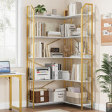 GARVEE Eckbücherregal, MDF & Metall, verstellbare Ablagen, Schwarz – für Wohnzimmer & Schlafzimmer - Schwarz