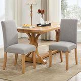Garvee Esszimmerstühle 2er-Set, gepolstert mit Leinen, ergonomische Rückenlehne, Holzbeine, Mid-Century, Grau - Grau