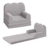 GARVEE Kindersofa 2-in-1 ausklappbar, Kinder-Sessel und Liege mit weichem Sherpa-Bezug, waschbar, bis 68 kg, Grau - Grau