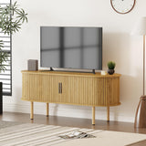 Garvee Medienkonsole 120 cm Eiche Optik, Kompakt TV-Schrank mit Schiebetür, Platzsparend Aufbewahrungsschrank für Schlafzimmer Wohnzimmer - Naturholz