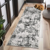 GARVEE Waschbarer Teppich 60 x 230 cm, Rutschfester Wohnzimmerteppich in Grau, Weich & Pflegeleicht, Faltbarer Kurzflor Teppich für Schlafzimmer, Esszimmer & Flur - Grau