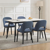Garvee Esszimmerstühle 4er-Set, moderne Polsterstühle mit Stoff, ergonomischer Rückenlehne & Holzbeinen, Blau, gepolstert - Blau