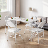 Garvee Klapptisch-Set, 122 cm Tisch, gepolsterte Stühle mit PU-Kunstleder, Stahlrahmen, klappbar & platzsparend, Grau - Grau