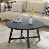 Garvee Runder Couchtisch Ø 91 cm in Grau, Industrial-Design mit Holzmaserung und Metallbeinen - Grau