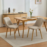 Garvee Esszimmerstühle 2er-Set, gepolstert mit Leinen, ergonomische Rückenlehne, Holzbeine, Landhausstil, Beige - Beige