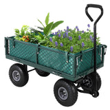 Garvee 2-in-1 Gartenwagen bis 227 kg mit wasserdichter Plane, 89 × 51 cm Ladefläche, abnehmbaren Gitterseiten und 25 cm Luftreifen, Grün - Grün