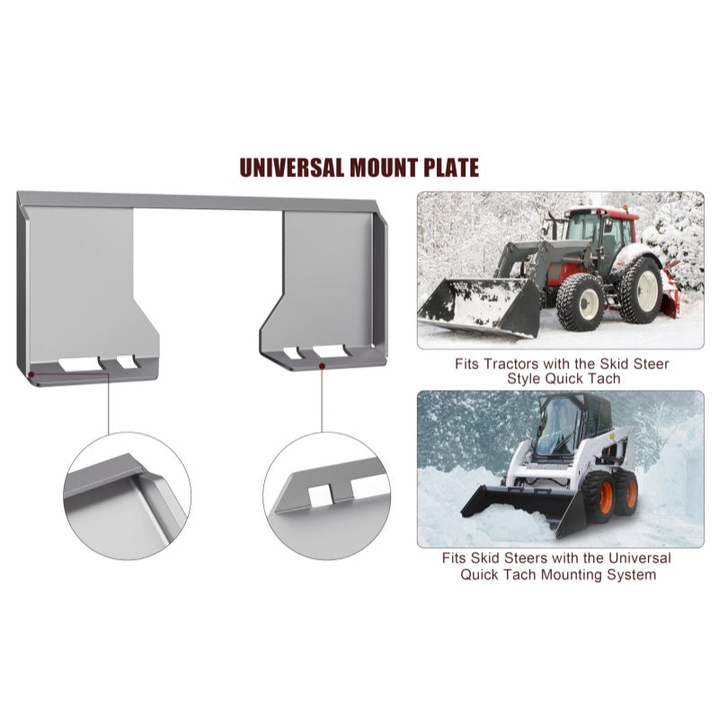 Garvee Skid-Steer-Montageplatte 117 × 47 cm, 9,52 mm Q235B-Stahl, zum Schweißen oder Verschrauben