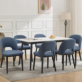 Garvee Esszimmerstühle 6er-Set, moderne Polsterstühle mit Stoff, hoher Rückenlehne & Holzbeinen, Blau, gepolstert - Blau