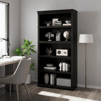 GARVEE Standregal, 5 Ebenen, 80 × 32 × 171 cm, MDF & Metall, Landhausstil, Schwarz – für Wohnzimmer & Schlafzimmer