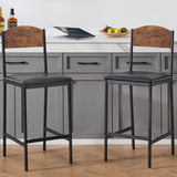 Garvee Barhocker 2er-Set 64 cm, gepolsterte Thekenhocker mit Rückenlehne & Fußstütze, Braun - Braun