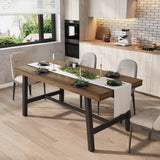 Garvee Industrial Esstisch für 4-6 Personen mit robustem Metallrahmen und rustikalem braunem Finish, 160 cm, verstellbar und stabil, rutschfest - Braun