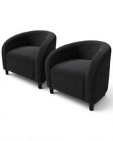 Garvee Bouclé Barrel Sessel 2er-Set, Gepolsterte Clubsessel mit Rückenlehne, Dunkelgrau, für Wohnzimmer & Büro - Dunkelgrau