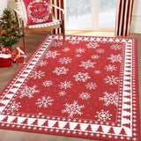 Garvee Groß Moderner Weihnachts Teppich Mit Schneeflocke Muster Für Wohnzimmer Schlafzimmer Esszimmer 140x200cm Mehrfarbig - Wie gezeigt