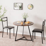 Garvee Essgruppe, 3-teilig für 2 Personen, Ø 80 cm, gepolstert, mit LED, MDF, Retro, Retro-Braun - Retro-Braun