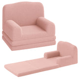 Garvee Kinder Couch 2-in-1 mit Sherpa-Bezug, Klappbar als Sofa & Lounger, Rosa mit Krone - Rosa