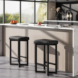 Garvee Barhocker 2er-Set, 62,5 cm, mit Fußstütze, gepolstert, PU-Kunstleder, Modern, Schwarz - Schwarz