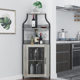 Garvee Weinschrank 47 × 45 × 154 cm mit 5 Ebenen, MDF und Metall, Industrie-Stil, Hellgrau, für Hausbar, Esszimmer und Wohnzimmer - Hellgrau