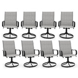 Garvee Patio Schwenkstuhl Set 8er Gepolstert Khaki 360° Drehung & Rockfunktion Stahlrahmen Outdoor Gartenmöbel 19.5"x20"x40"