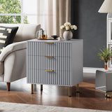 Garvee Badezimmerschrank mit 3 Schubladen, modernes Rillendesign, für Bad und Gäste-WC, Grau - Grau