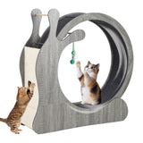 Garvee Katzenlaufrad aus Holz, 95 cm Innendurchmesser, Leises Katzenlaufband mit TPE-Rollen, Sisal-Kratzfläche, Spielzeug und Waschbarer Laufmatte - Grau