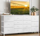Garvee TV Schrank 160cm Mit 14 Schubladen & Steckdosen Für Wohnzimmer Schlafzimmer Esszimmer Blanc - Wie gezeigt