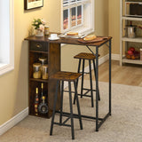 Garvee Essgruppe für 2 Personen, Esstisch 91,4 × 61 × 15,2 cm, mit gepolsterten Stühlen, Polyester-Bezug, MDF, Industrie-Stil, Braun, mit Stauraum - Braun