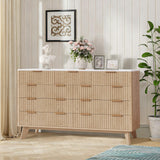 Garvee Kommode mit 9 Schubladen, modernes Rillendesign, für Schlafzimmer und Wohnzimmer, Eiche - Eiche