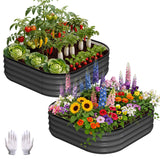 Garvee Metall-Hochbeet im 2er-Set 91, 91,4 × 91,4 × 30,5 cm, Dunkelgra, Dunkelgrau - Dunkelgrau