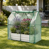 Garvee Hochbeet mit Wasserspeicher und, 120 × 60 × 30 cm, Verzinkte Stahlpaneele, Weiß - Grün