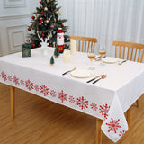 Garvee Weihnachtstischdecke 137 × 201 cm, rechteckig, wasserabweisend aus Polyester, Schneeflockenmuster für Weihnachtsdeko, Weiß - Weiß