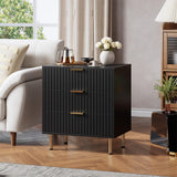 Garvee Badezimmerschrank mit 3 Schubladen, modernes Rillendesign, für Bad und Gäste-WC, Schwarz - Schwarz