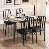 Garvee Essgruppe, 1 Tisch + 4 Stühle für 4 Personen, gepolstert, pflegeleicht, MDF, Modern, Grau - Grau