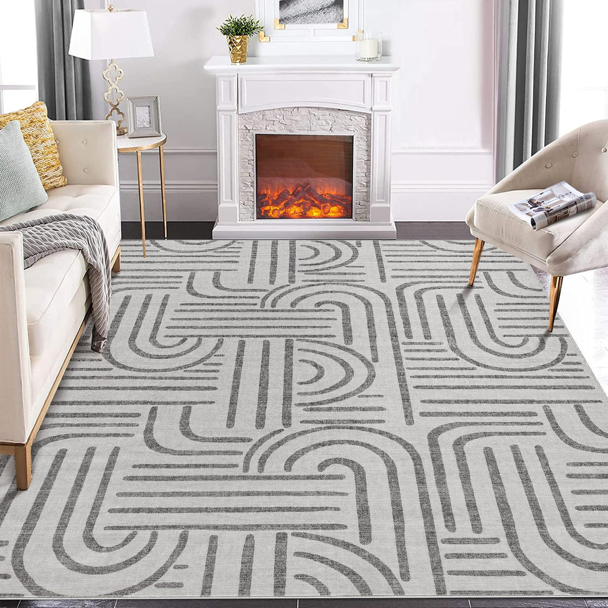 Garvee Waschbarer Kurzflor Teppich 80 x 150 cm Hellgrün Rutschfest Für Wohnzimmer Schlafzimmer