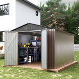 Garvee 8x12 Ft Outdoor Metall-Gartenschuppen Mit Stabilem Rahmen, Abschließbaren Doppeltüren Für Garten Und Terrasse, Verzinkter Stahl, UV-Schutz, Belüftung